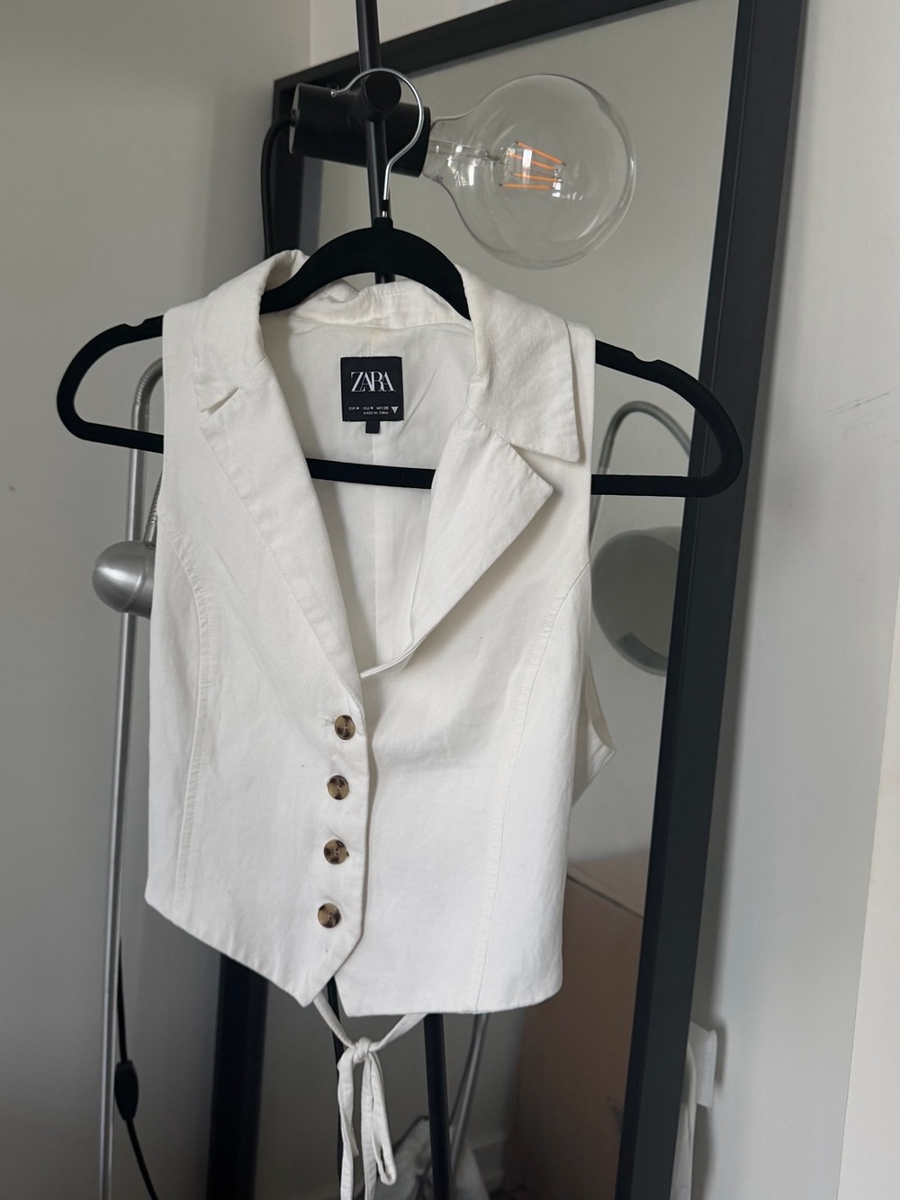 Zara White Linen Vest Top